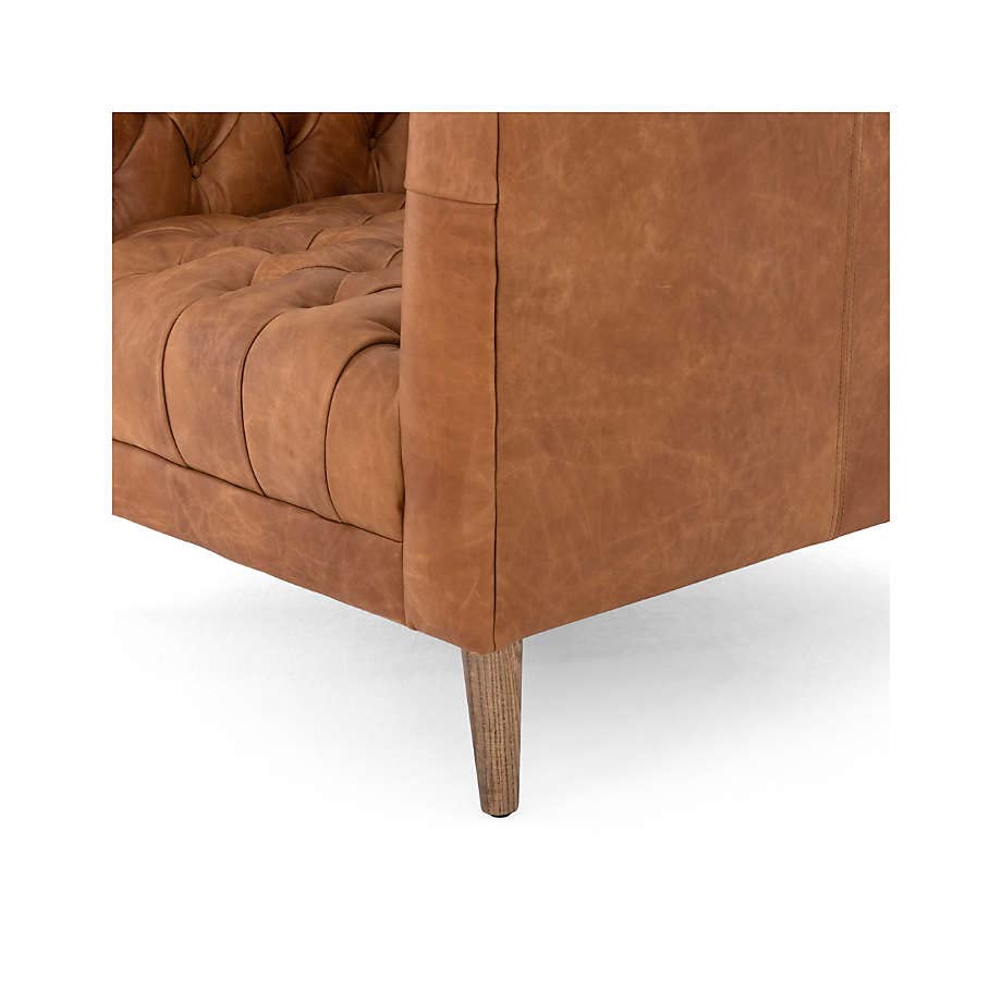 LSFH Unique Design Rollins Button Tufted Accent Chair Armchair with Solid Sagwan Wooden Legs Single Sofa Chair for Small Apartments, Living Room or Bedroom (Set of 2 Chairs, Brown)