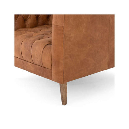 LSFH Unique Design Rollins Button Tufted Accent Chair Armchair with Solid Sagwan Wooden Legs Single Sofa Chair for Small Apartments, Living Room or Bedroom (Set of 2 Chairs, Brown)