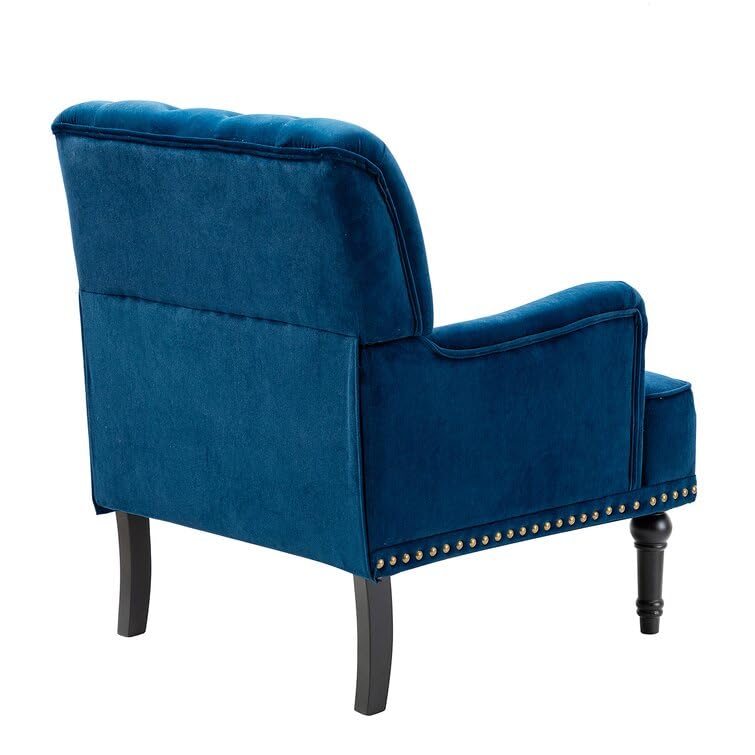 LSFH Unique Design True Innovations Jakuz Accent Chair, Armchair with Solid Sagwan Wooden Frame Single Sofa Chair for Small Apartments, Living Room or Bedroom (Set of 2 Chairs, Navy Blue)
