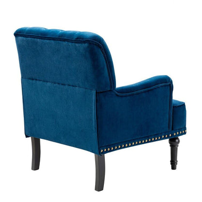 LSFH Unique Design True Innovations Jakuz Accent Chair, Armchair with Solid Sagwan Wooden Frame Single Sofa Chair for Small Apartments, Living Room or Bedroom (Set of 2 Chairs, Navy Blue)