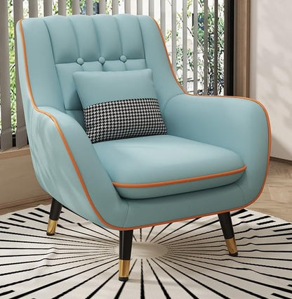 LSFH Unique Design True Innovations Nordic Light Accent Chair, Armchair with Solid Sagwan Wooden Frame for Small Apartments, Living Room or Bedroom (1 Chair, Sky Blue)