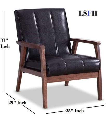 LSFH Unique Design Nikko Channel Tufted Accent Chair Armchair with Solid sagwan Wooden Frame Single Sofa Chair for Small Apartments, Living Room or Bedroom (1 Chair, Black)