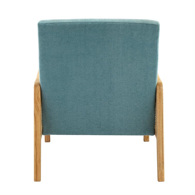 LSFH Unique Design Fabric Upholstered Rattan Cane Accent Chair, Armchair with Solid Sagwan Wooden Frame Single Sofa Chair for Small Apartments, Living Room or Bedroom (Set of 2 Chairs, Sky Blue)