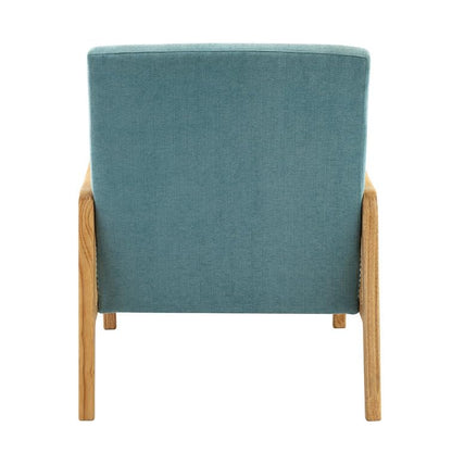 LSFH Unique Design Fabric Upholstered Rattan Cane Accent Chair, Armchair with Solid Sagwan Wooden Frame Single Sofa Chair for Small Apartments, Living Room or Bedroom (Set of 2 Chairs, Sky Blue)