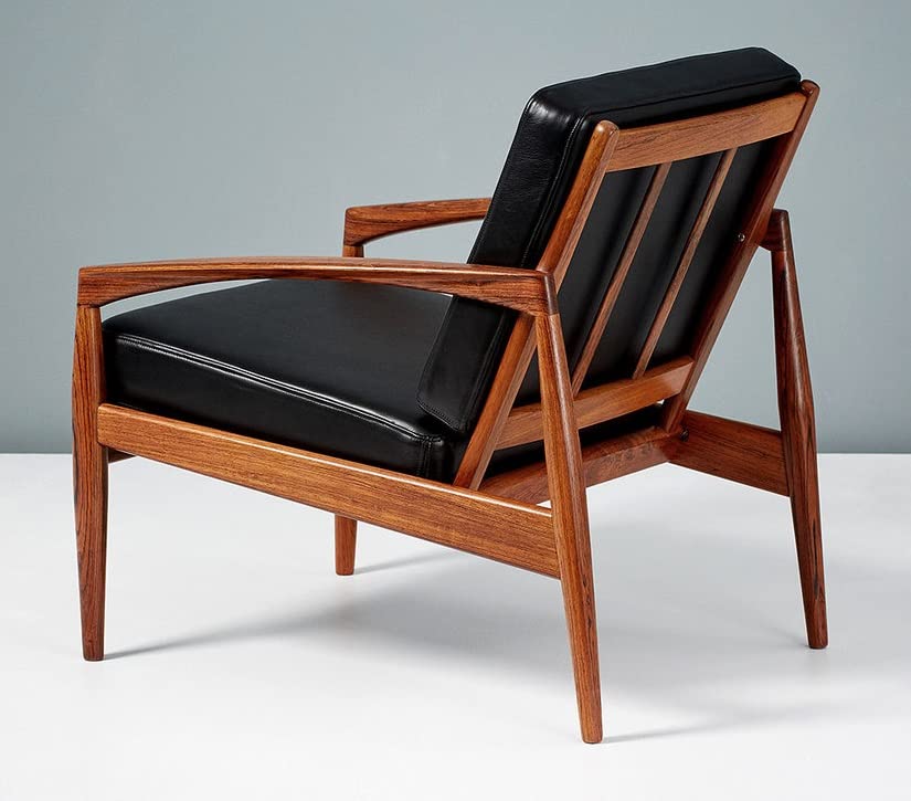 LSFH Unique Design Paper Knife Chair Leatherette Accent Chair Armchair with Solid Sagwan Wooden Frame Single Sofa Chair for Small Apartments, Living Room or Bedroom (Set of 2 Chairs, Black)