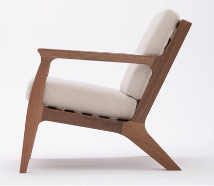 LSFH Unique Design Retre Chair, Handmade Lounge Chair Accent Chair Armchair with Solid Sagwan Wooden Frame Single Sofa Chair for Small Apartments, Living Room or Bedroom (Set of 2 Chairs, Beige)