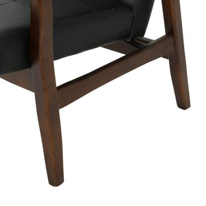 LSFH Unique Design True Innovations Marcola Button Tufted Accent Chair Armchair with Solid sagwan Wooden Legs Single Sofa Chair for Small Apartments, Living Room or Bedroom (Set of 2 Chairs, Black)