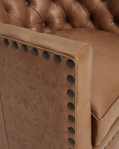 LSFH Unique Design True Innovations Lennoz Swivel 360 Degree Accent Chair Armchair Single Sofa Chair for Small Apartments, Living Room or Bedroom (1 Chair, Brown)