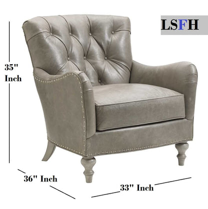 LSFH Unique Design True Innovations Oyster Button Tufted Accent Chair Armchair with Solid sagwan Wooden Legs Single Sofa Chair for Small Apartments, Living Room or Bedroom (Set of 2 Chairs, Beige)