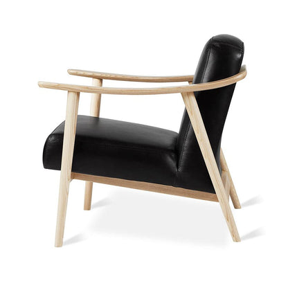 LSFH Unique Design Balticz Accent Chair Armchair with Solid Sagwan Wooden Frame Single Sofa Chair for Small Apartments, Living Room or Bedroom (Natural Finish, Black 1 Chair)