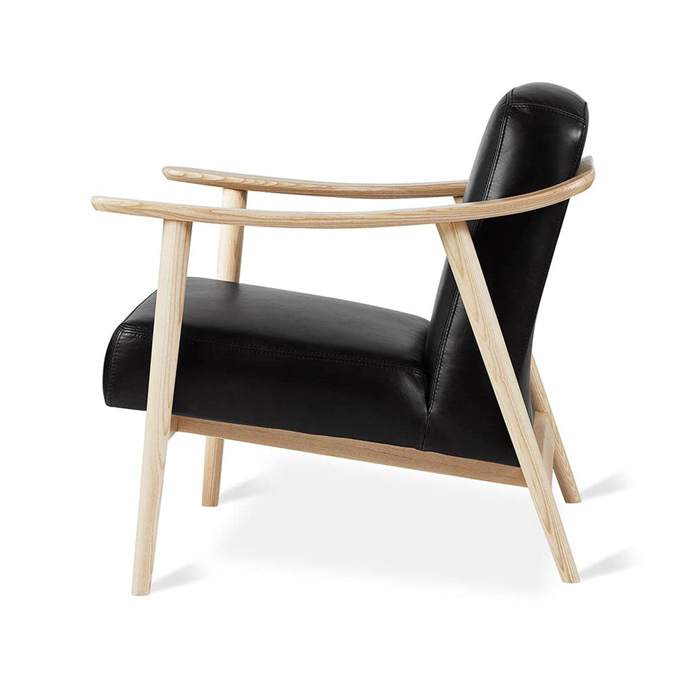 LSFH Unique Design Balticz Accent Chair Armchair with Solid Sagwan Wooden Frame Single Sofa Chair for Small Apartments, Living Room or Bedroom (Natural Finish, Black Set of 2 Chairs)