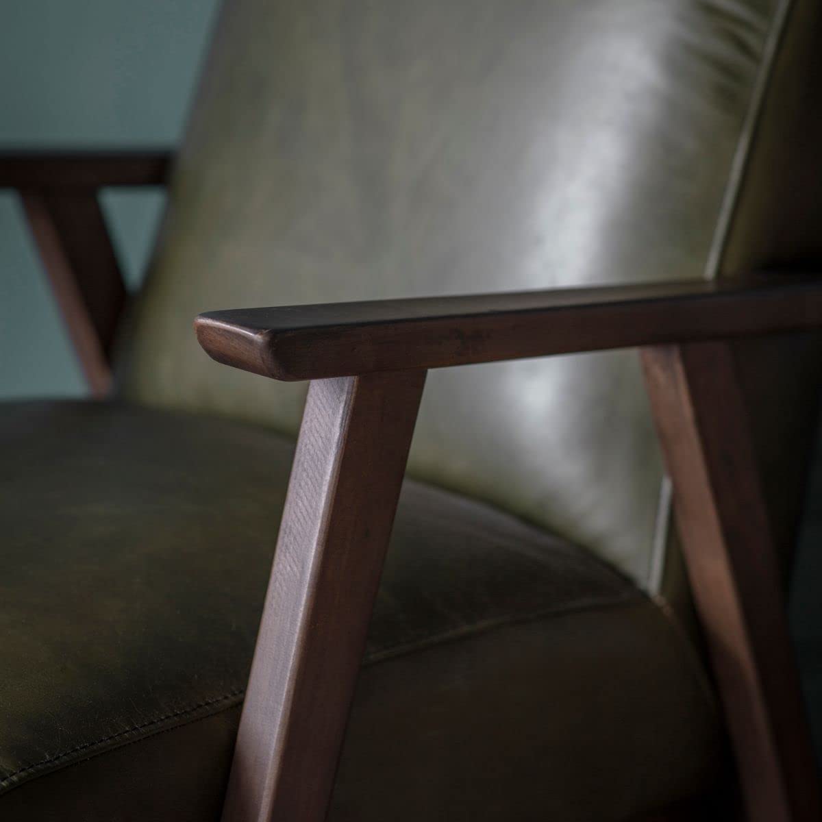 LSFH Unique Design True Innovations Odsey Accent Chair Armchair with Solid Sagwan Wooden Frame Single Sofa Chair for Small Apartments, Living Room or Bedroom (1 Chair, Kai Green)
