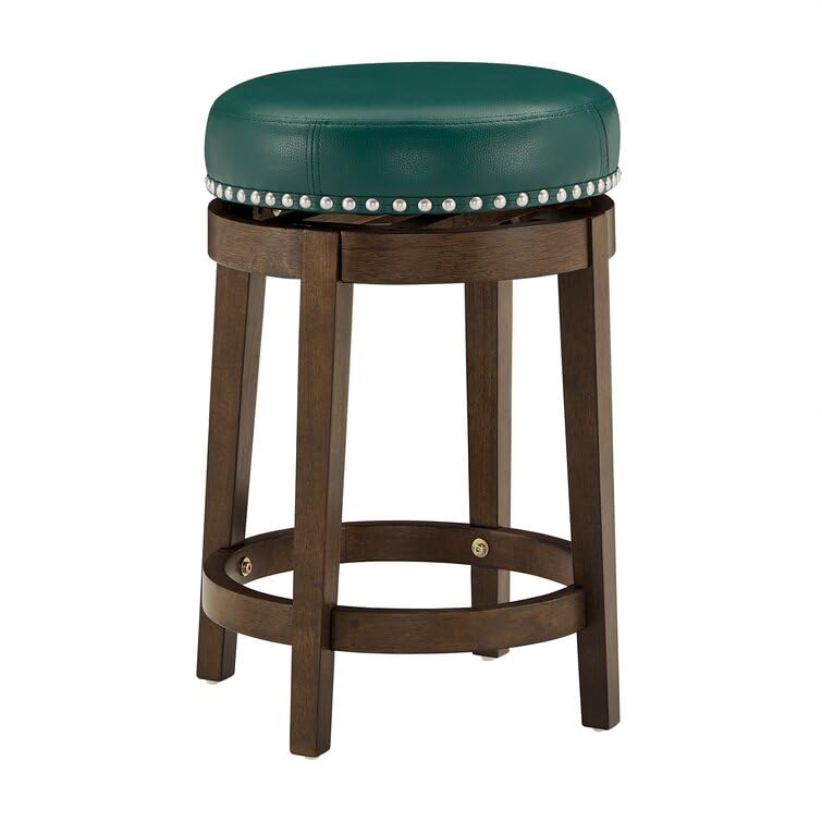LSFH Unique Design True Innovations Arlettez Swivel Bar Stool with 100% Sagwan Wood Frame 360 Degree Ball & Cast Swivel Pub Height Bar Stool for Shop, Salon, Office and Home (1 Barstool, Green)