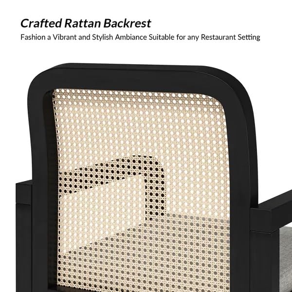 LSGF Luxury Design Traditional Rattan Cane Hulalaz Armchair Accent Chair with Solid Sagwan Wooden Legs Sofa Set for Small Apartments, Living Room or Bedroom (Set of 2 Chairs, Black Deco Finishing)