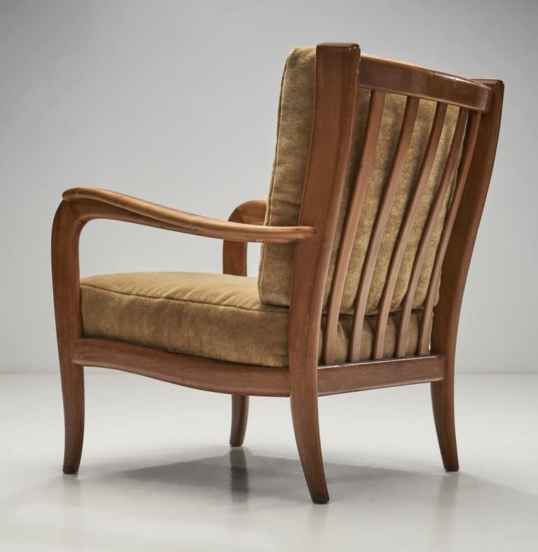 LSFH Unique Design True Innovations Italy 1950s Accent Chair Armchair with Solid Sagwan Wooden Frame Single Sofa Chair for Small Apartments, Living Room or Bedroom (1 Chair, Brown)
