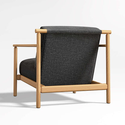 LSFH Unique Design True Innovations Ojai Fabric Accent Chair Armchair with Solid Sagwan Wooden Frame Single Sofa Chair for Small Apartments, Living Room or Bedroom (1 Chair, Black)