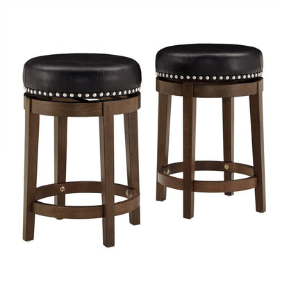 LSFH Unique Design True Innovations Arlettez Swivel Bar Stool with 100% Sagwan Wood Frame 360 Degree Ball & Cast Swivel Pub Height Bar Stool for Shop, Salon, Office and Home (Set Of 2 Barstool, Black)