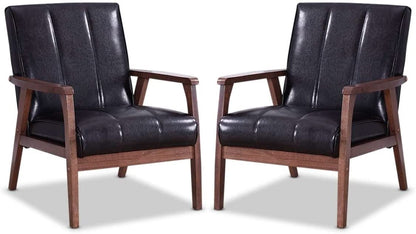LSFH Unique Design Nikko Channel Tufted Accent Chair Armchair with Solid sagwan Wooden Frame Single Sofa Chair for Small Apartments, Living Room or Bedroom (Set of 2 Chairs, Black)