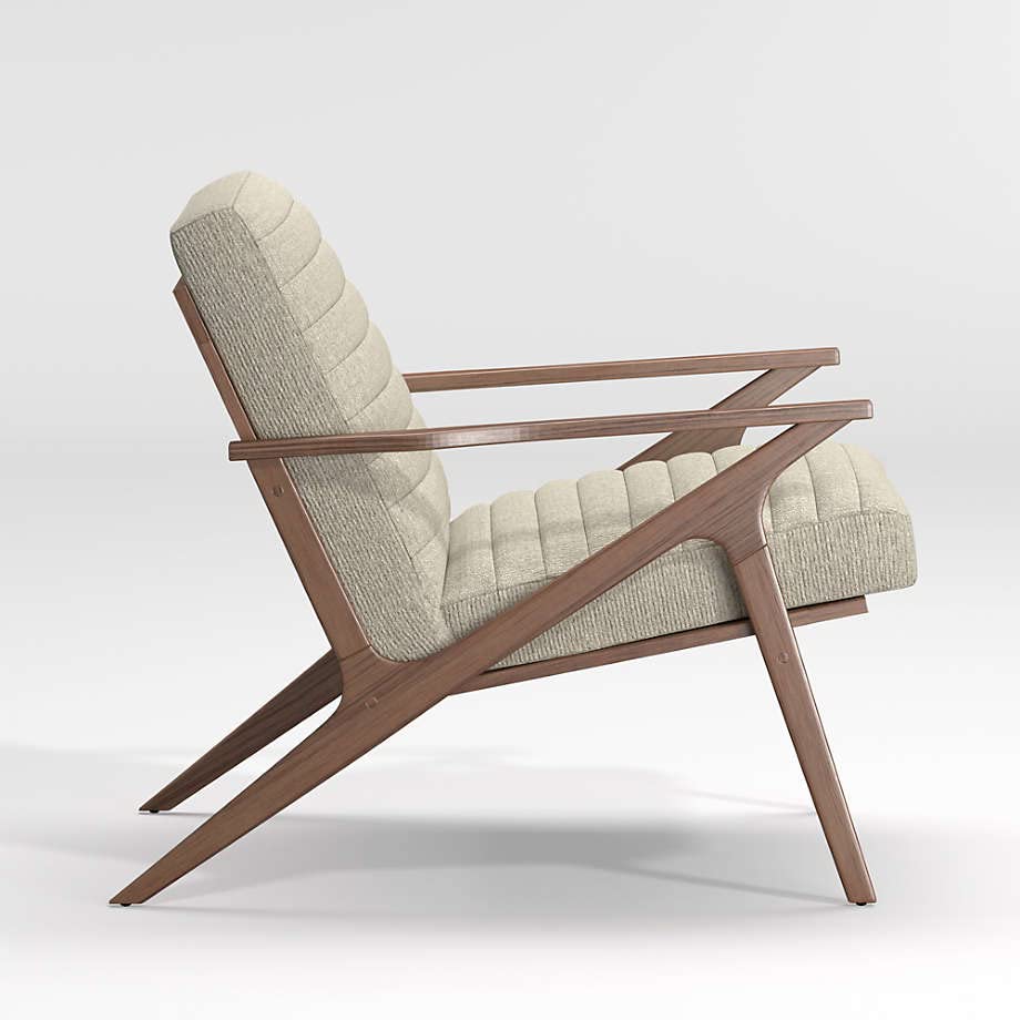 LSFH Unique Design Cavet Channel Tufted Fabric Accent Chair Armchair with Solid Sagwan Wooden Frame Single Sofa Chair for Small Apartments, Living Room or Bedroom (1 Chair, Beige)