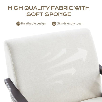 LSFH Unique Design Golrge Accent Chair, Ottoman Armchair with Solid Sagwan Wooden Frame Single Sofa Chair for Small Apartments, Living Room or Bedroom (1 Chair with Ottoman, Off-White)