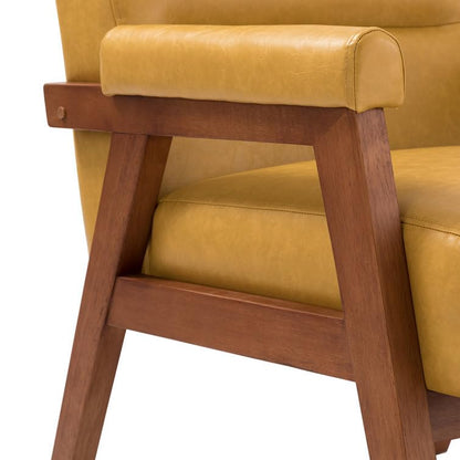 LSFH Unique Design True Innovations Mackenne Accent Chair, Ottoman Armchair with Solid Sagwan Wooden Frame Single Sofa Chair for Small Apartments, Living Room or Bedroom (1 Chair, Brown)