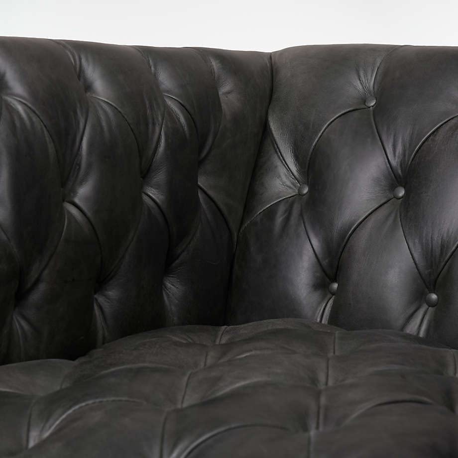 LSFH Unique Design Rollins Button Tufted Accent Chair Armchair with Solid Sagwan Wooden Legs Single Sofa Chair for Small Apartments, Living Room or Bedroom (1 Chairs, Black)