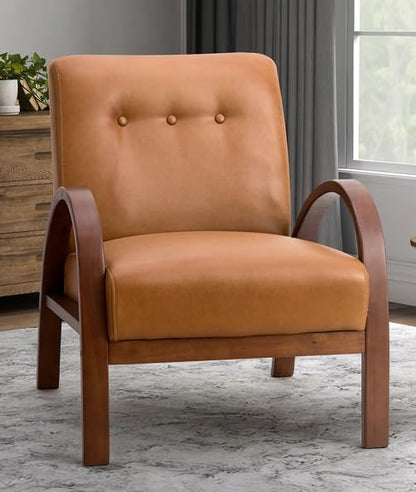 LSFH Unique Design True Innovations Vegaz Accent Chair, Ottoman Armchair with Solid Sagwan Wooden Frame Single Sofa Chair for Small Apartments, Living Room or Bedroom (Set of 2 Chairs, Brown)