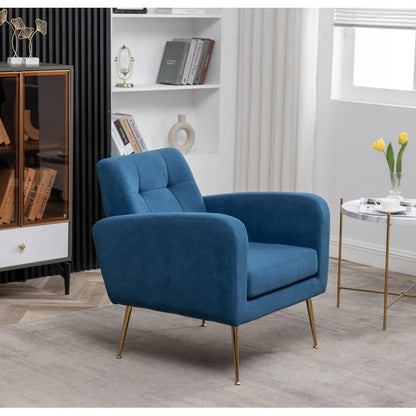 LSFH Unique Design True Innovations Florianaz Accent Chair, Armchair with Solid Sagwan Wooden Frame Single Sofa Chair for Small Apartments, Living Room or Bedroom (1 Chair, Blue)