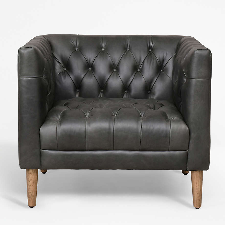 LSFH Unique Design Rollins Button Tufted Accent Chair Armchair with Solid Sagwan Wooden Legs Single Sofa Chair for Small Apartments, Living Room or Bedroom (1 Chairs, Black)