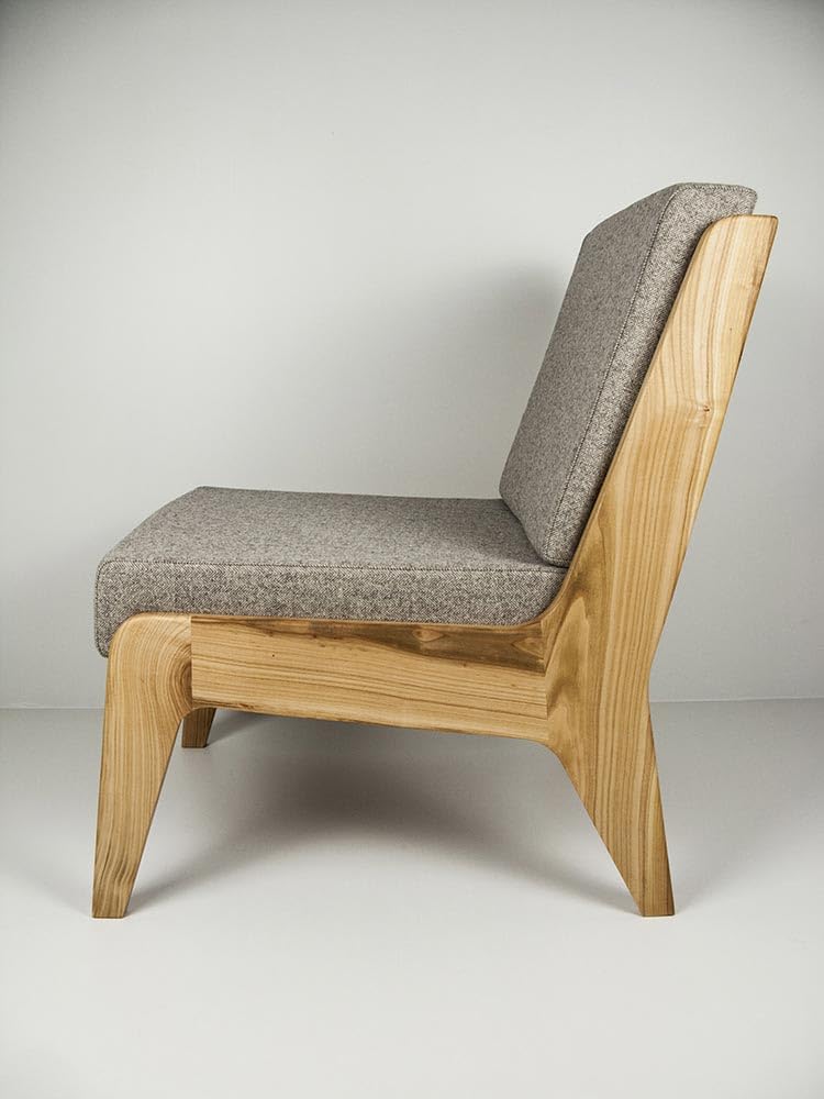 LSFH Unique Design Fabric Upholstered Merisiez Accent Chair with Solid Sagwan Wooden Frame Single Sofa Chair for Small Apartments, Living Room or Bedroom (1 Chair, Grey)