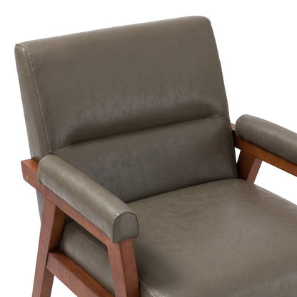 LSFH Unique Design True Innovations Mackenne Accent Chair, Ottoman Armchair with Solid Sagwan Wooden Frame Single Sofa Chair for Small Apartments, Living Room or Bedroom (1 Chair, Grey)