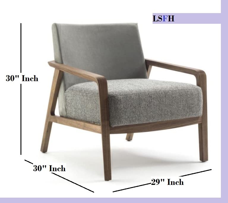 LSFH Unique Design Riva Accent Chair Armchair with Solid Sagwan Wooden Frame Single Sofa Chair for Small Apartments, Living Room or Bedroom (1 Chair, Grey)