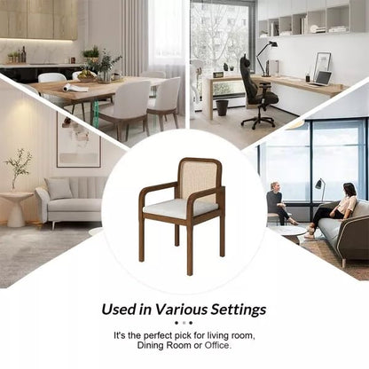 LSGF Luxury Design Traditional Rattan Cane Hulalaz Armchair Accent Chair with Solid Sagwan Wooden Legs Sofa Set for Small Apartments, Living Room or Bedroom (Set of 2 Chairs, Natural Finishing)