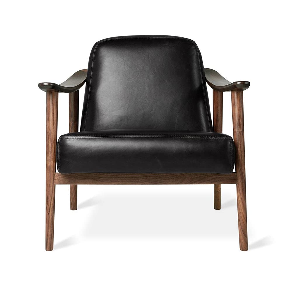LSFH Unique Design Balticz Accent Chair Armchair with Solid Sagwan Wooden Frame Single Sofa Chair for Small Apartments, Living Room or Bedroom (Walnut Finish, Black 1 Chair)