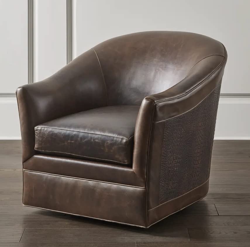 LSFH Unique Design True Innovations Morris Swivel 360 Degree Accent Chair Armchair Single Sofa Chair for Small Apartments, Living Room or Bedroom (1 Chair, Brown)