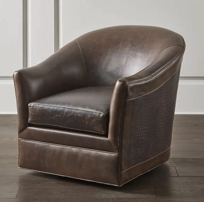 LSFH Unique Design True Innovations Morris Swivel 360 Degree Accent Chair Armchair Single Sofa Chair for Small Apartments, Living Room or Bedroom (1 Chair, Brown)