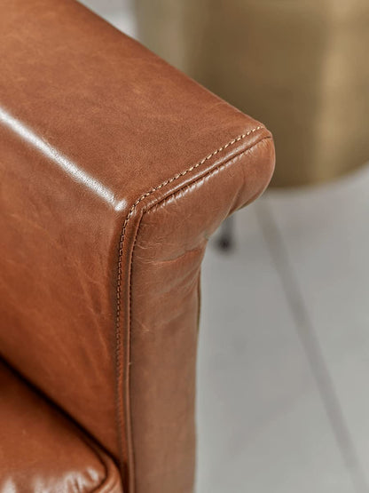 LSFH Unique Design True Innovations Buttoned Leatherette Accent Chair Armchair with Gold Stainless Steel Legs Single Sofa Chair for Small Apartments, Living Room or Bedroom (1 Chair, Brown)
