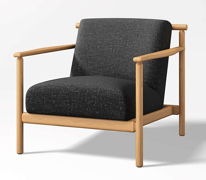 LSFH Unique Design True Innovations Ojai Fabric Accent Chair Armchair with Solid Sagwan Wooden Frame Single Sofa Chair for Small Apartments, Living Room or Bedroom (1 Chair, Black)