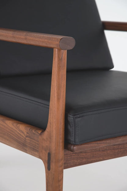 LSFH Unique Design True Innovations Fez Leatherette Accent Chair Armchair with Solid Sagwan Wooden Frame Single Sofa Chair for Small Apartments, Living Room or Bedroom (Set of 2 Chairs, Black)