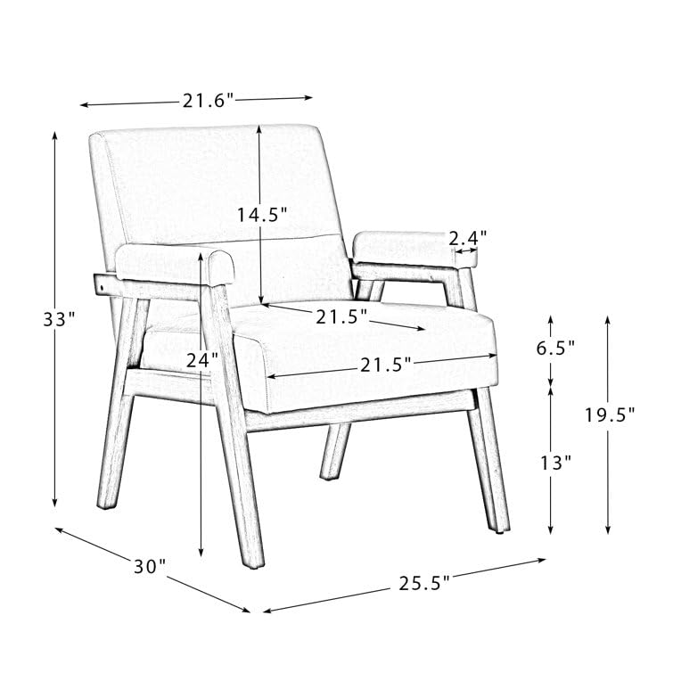 LSFH Unique Design True Innovations Mackenne Accent Chair, Ottoman Armchair with Solid Sagwan Wooden Frame Single Sofa Chair for Small Apartments, Living Room or Bedroom (Set of 2 Chairs, Beige)