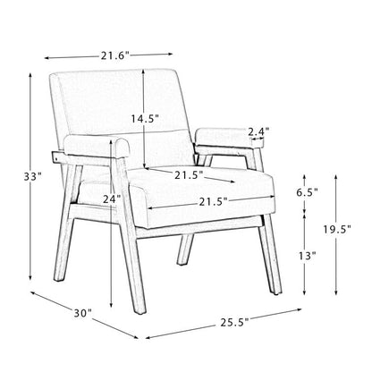 LSFH Unique Design True Innovations Mackenne Accent Chair, Ottoman Armchair with Solid Sagwan Wooden Frame Single Sofa Chair for Small Apartments, Living Room or Bedroom (Set Of 2 Chairs, Cream White)