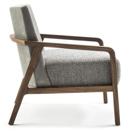 LSFH Unique Design Riva Accent Chair Armchair with Solid Sagwan Wooden Frame Single Sofa Chair for Small Apartments, Living Room or Bedroom (Set of 2 Chairs, Grey)