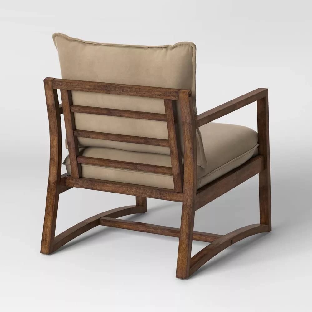 LSFH Unique Design Higginz Sling Lounge Chair, Accent Chair Armchair with Solid Sagwan Wooden Frame Single Sofa Chair for Small Apartments, Living Room or Bedroom (Set of 2 Chairs, Beige)