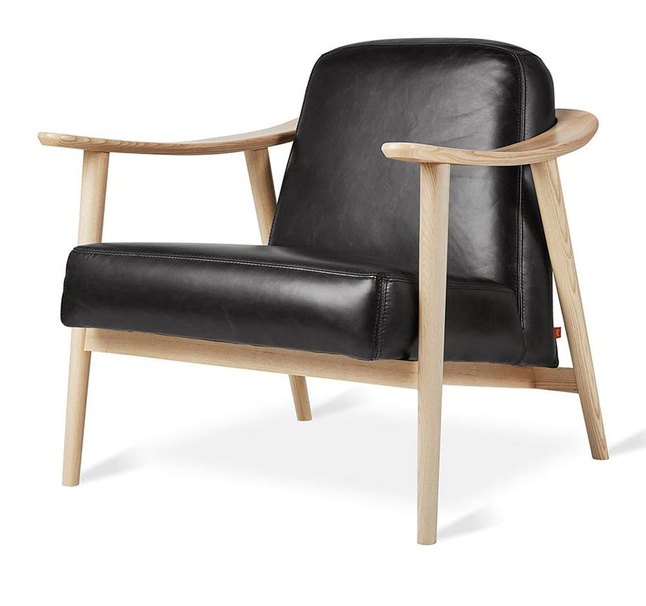 LSFH Unique Design Balticz Accent Chair Armchair with Solid Sagwan Wooden Frame Single Sofa Chair for Small Apartments, Living Room or Bedroom (Natural Finish, Black Set of 2 Chairs)