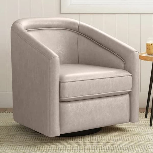 LSFH Unique Design True Innovations Kierste Wide Swivel 360 Degree Accent Chair Armchair Single Sofa Chair for Small Apartments, Living Room or Bedroom (1 Chair, Beige)