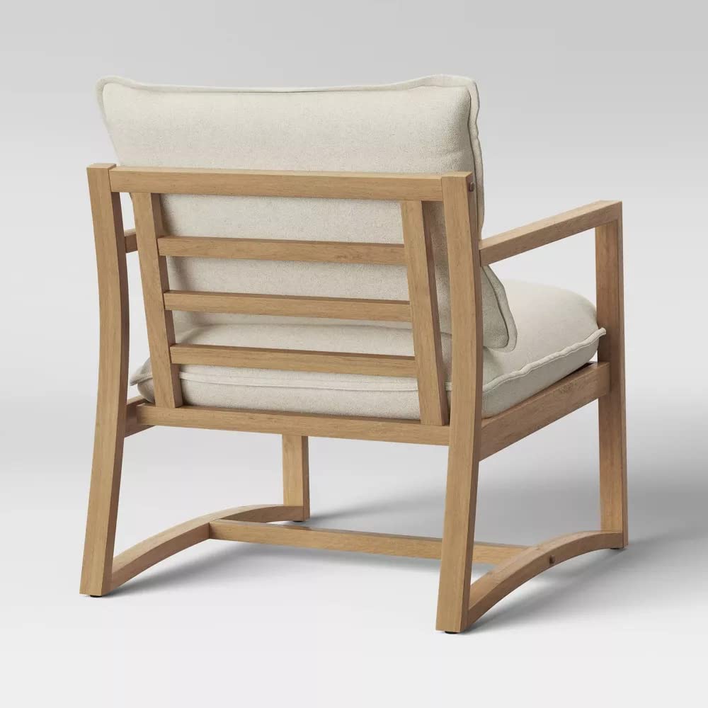 LSFH Unique Design Higginz Lounge Chair, Accent Chair Armchair with Solid Sagwan Wooden Frame Single Sofa Chair for Small Apartments, Living Room or Bedroom (1 Chair, Off White)