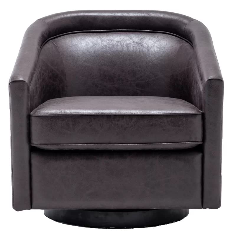 LSFH Unique Design True Innovations Kierste Wide Swivel 360 Degree Accent Chair Armchair Single Sofa Chair for Small Apartments, Living Room or Bedroom (Set of 2 Chairs, Dark Brown)