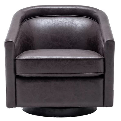 LSFH Unique Design True Innovations Kierste Wide Swivel 360 Degree Accent Chair Armchair Single Sofa Chair for Small Apartments, Living Room or Bedroom (1 Chair, Dark Brown)