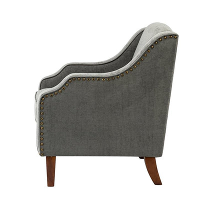 LSFH Unique Design True Innovations Aleithz Accent Chair, Armchair with Solid Sagwan Wooden Frame Single Sofa Chair for Small Apartments, Living Room or Bedroom (Set of 2 Chairs, Grey)