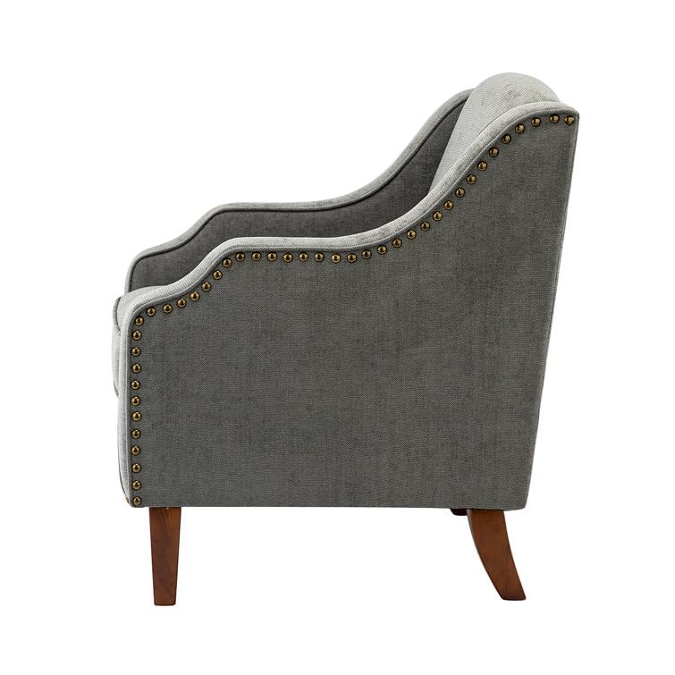 LSFH Unique Design True Innovations Aleithz Accent Chair, Armchair with Solid Sagwan Wooden Frame Single Sofa Chair for Small Apartments, Living Room or Bedroom (1 Chair, Grey)